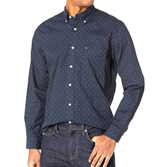 Tommy Jeans Mens Checker Button Collar Button Down Cotton Slim Fit Shirt Size XL - Picture 1 of 15